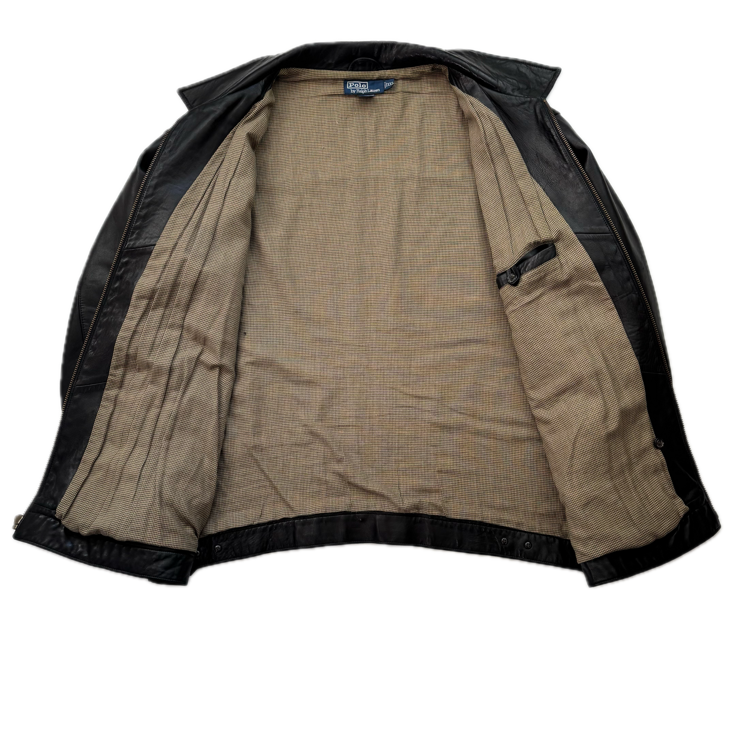Polo Ralph Lauren Black Lambskin Leather Harrington Jacket - XXL
