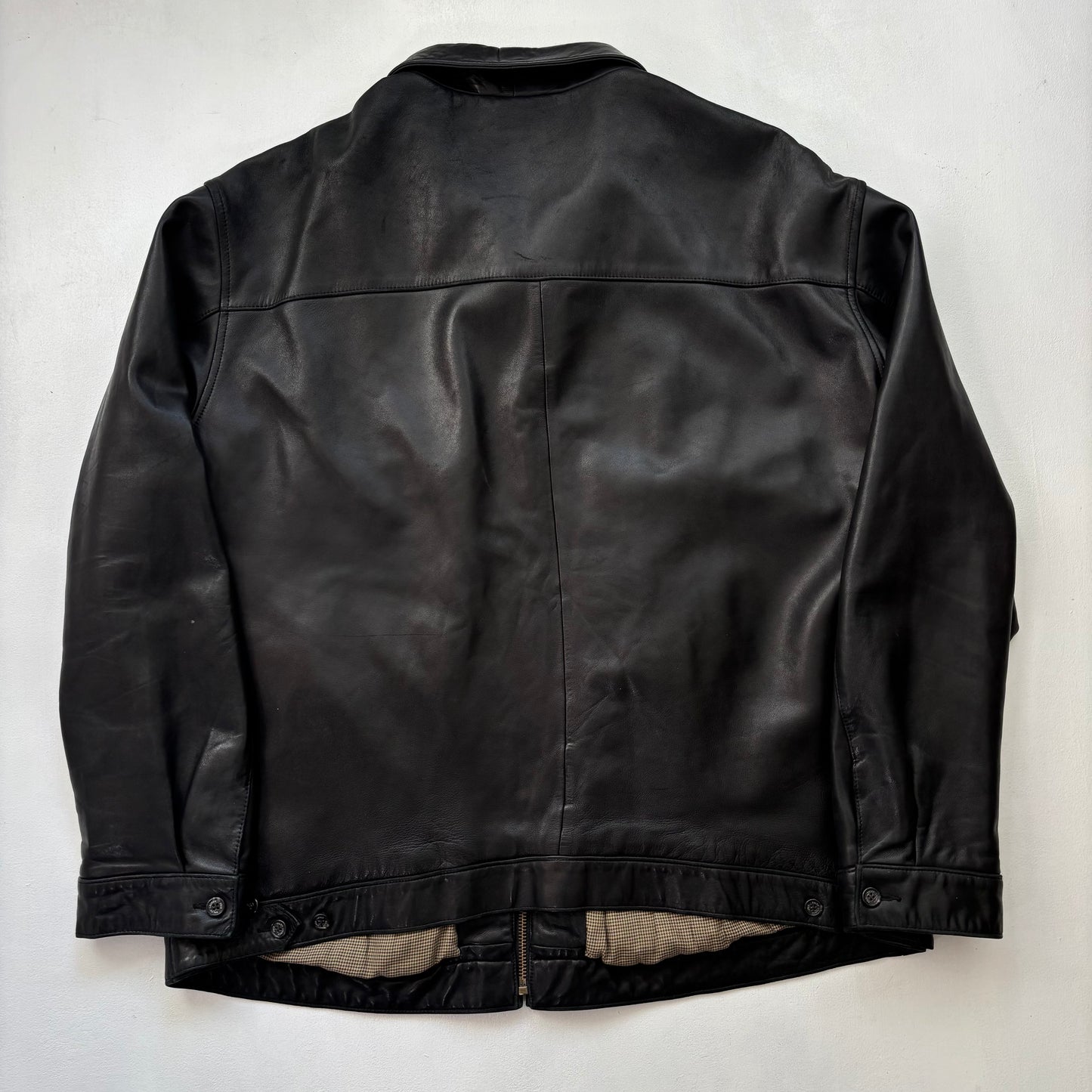 Polo Ralph Lauren Black Lambskin Leather Harrington Jacket - XXL