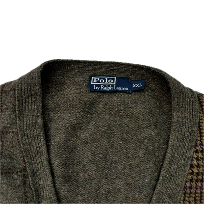 Polo Ralph Lauren Tweed Patchwork Green Cardigan (Shetland Wool) - XXL