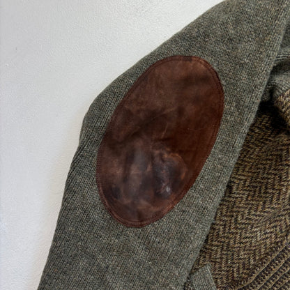 Polo Ralph Lauren Tweed Patchwork Green Cardigan (Shetland Wool) - XXL