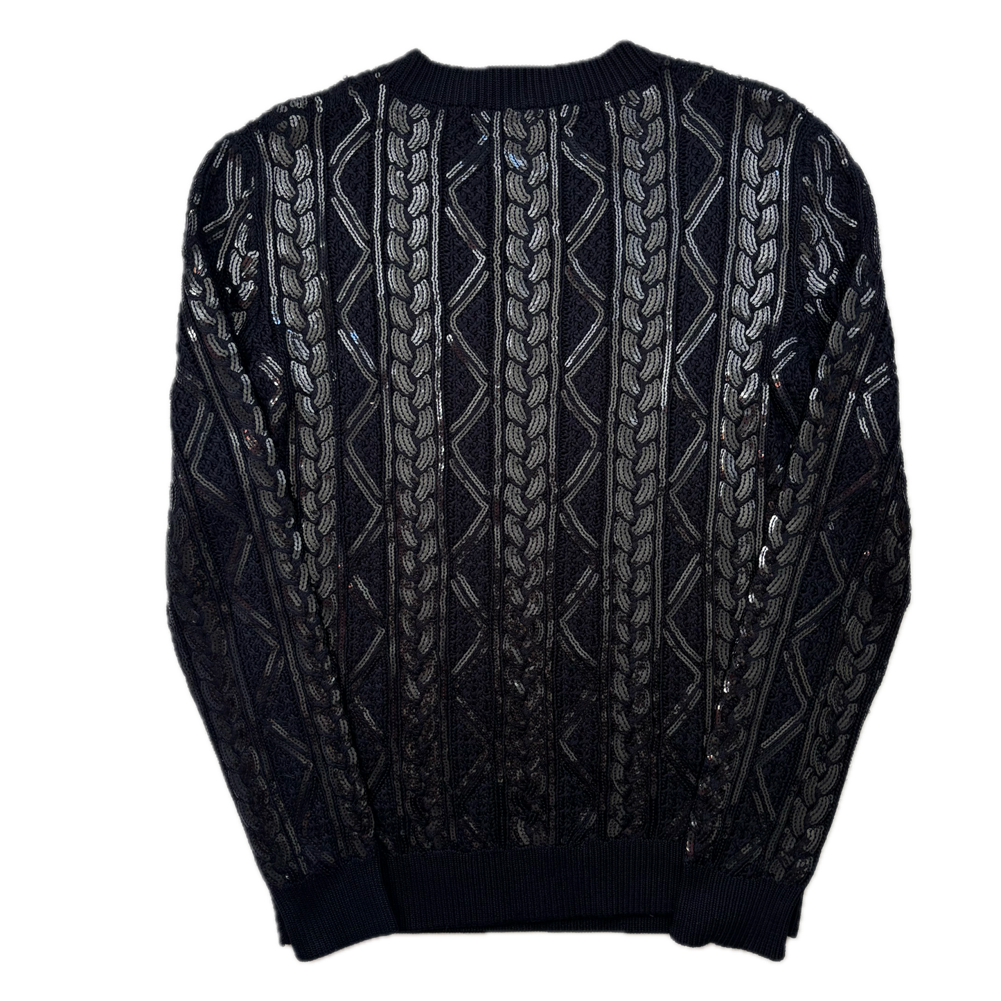 Purple Label Navy Sequin Cable Knit Jumper (Silk Nylon) - S