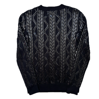 Purple Label Navy Sequin Cable Knit Jumper (Silk Nylon) - S