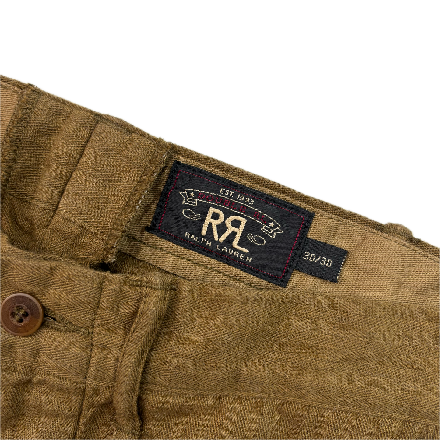 RRL Ralph Lauren Khaki Green Chinos Trouser  (Cotton / Wool) - 30x30