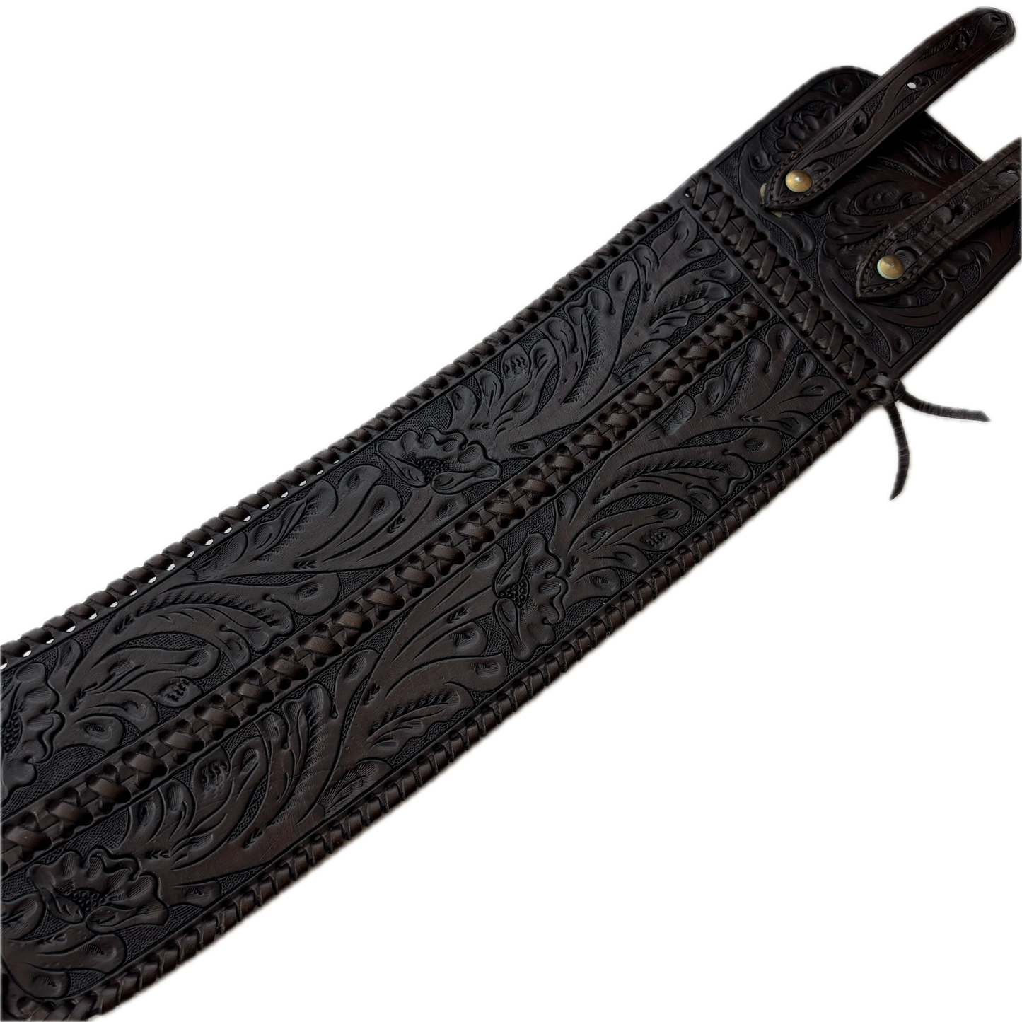 Ralph Lauren Dark Brown Leather Equestrian Corset Western Hand Tooled Belt - L