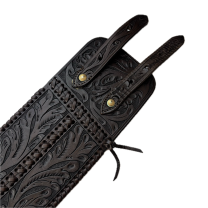 Ralph Lauren Dark Brown Leather Equestrian Corset Western Hand Tooled Belt - L