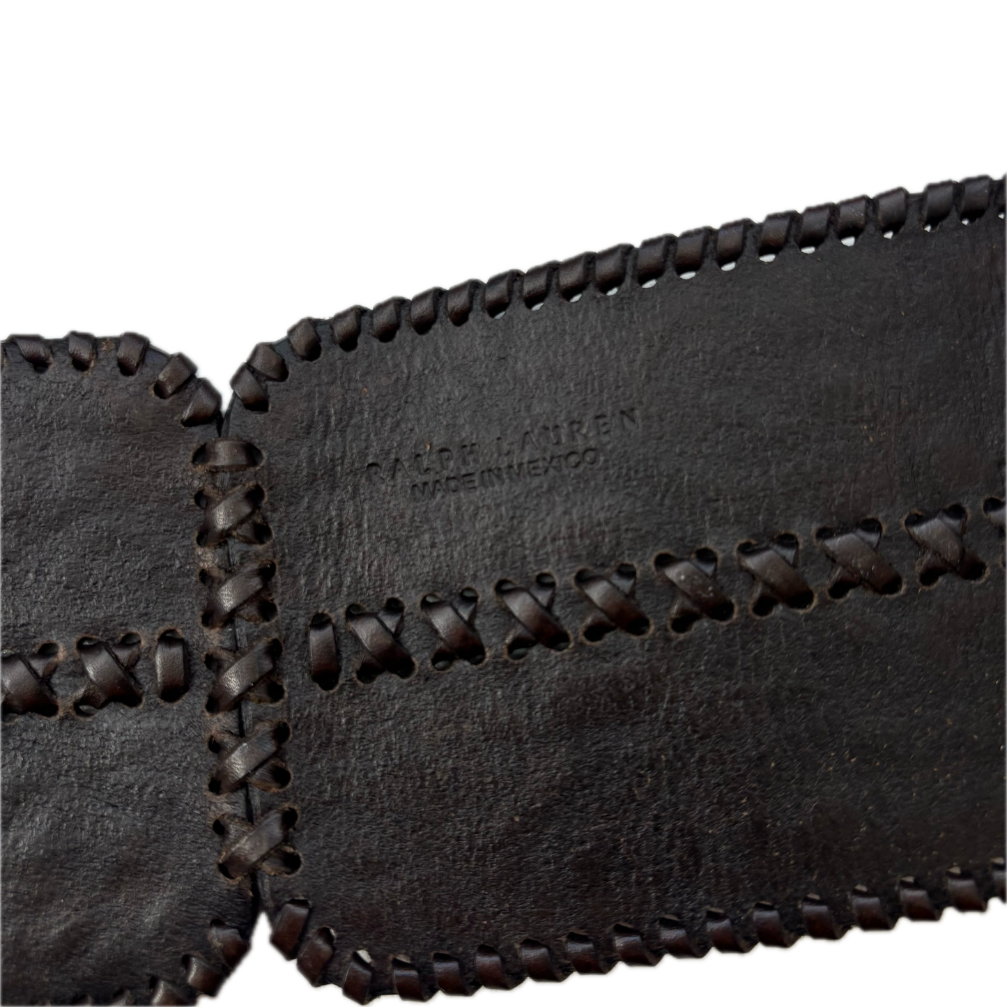 Ralph Lauren Dark Brown Leather Equestrian Corset Western Hand Tooled Belt - L