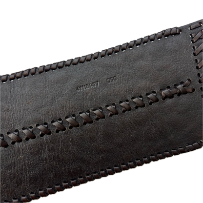 Ralph Lauren Dark Brown Leather Equestrian Corset Western Hand Tooled Belt - L