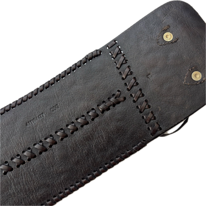 Ralph Lauren Dark Brown Leather Equestrian Corset Western Hand Tooled Belt - L