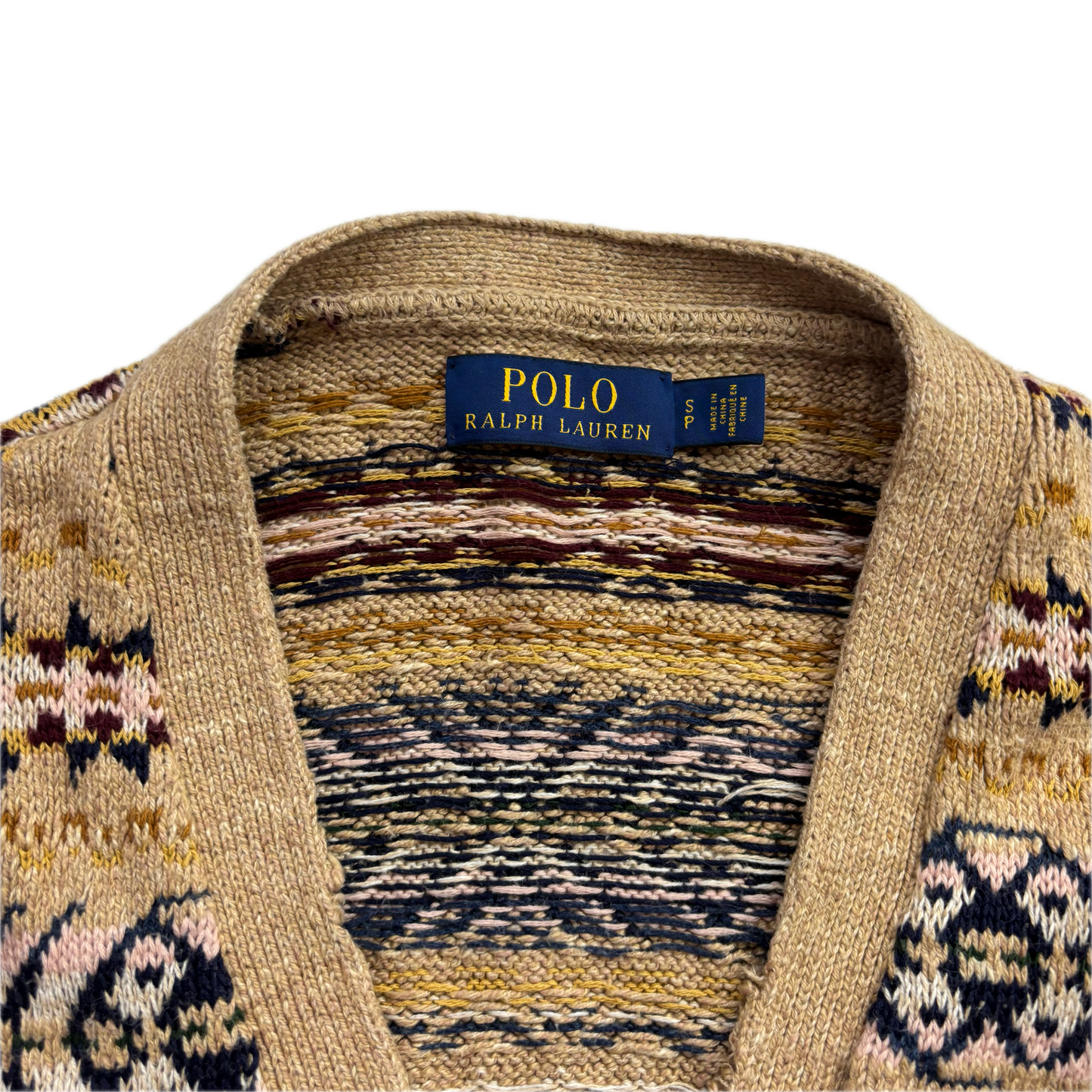 Polo Ralph Lauren Distressed Fairisle Cardigan (Cotton Linen Silk) - S