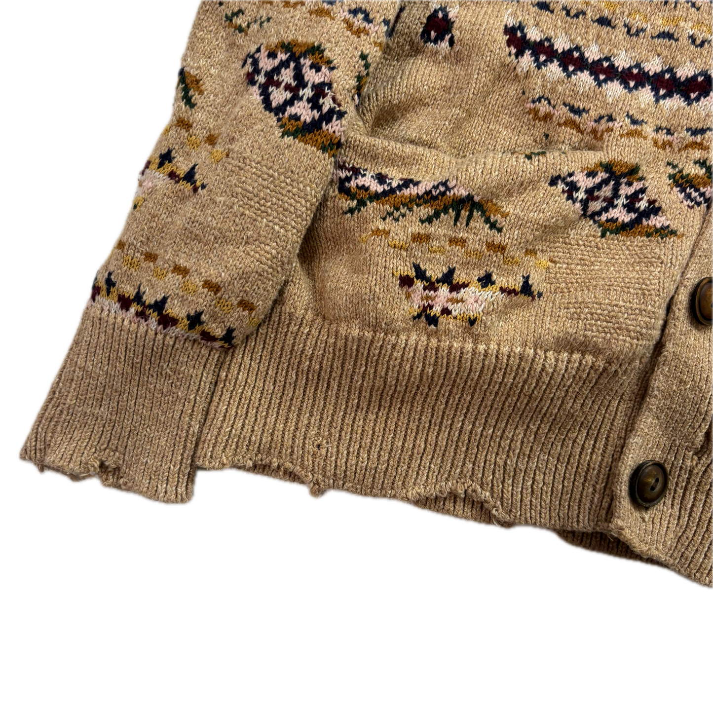 Polo Ralph Lauren Distressed Fairisle Cardigan (Cotton Linen Silk) - S