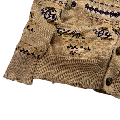 Polo Ralph Lauren Distressed Fairisle Cardigan (Cotton Linen Silk) - S