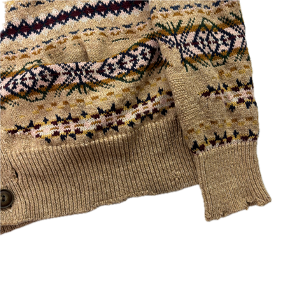 Polo Ralph Lauren Distressed Fairisle Cardigan (Cotton Linen Silk) - S