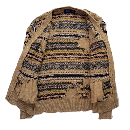 Polo Ralph Lauren Distressed Fairisle Cardigan (Cotton Linen Silk) - S