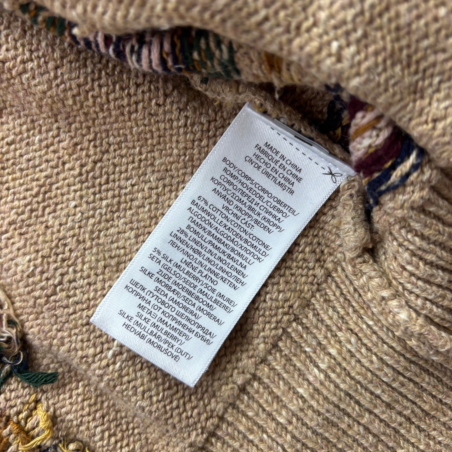 Polo Ralph Lauren Distressed Fairisle Cardigan (Cotton Linen Silk) - S