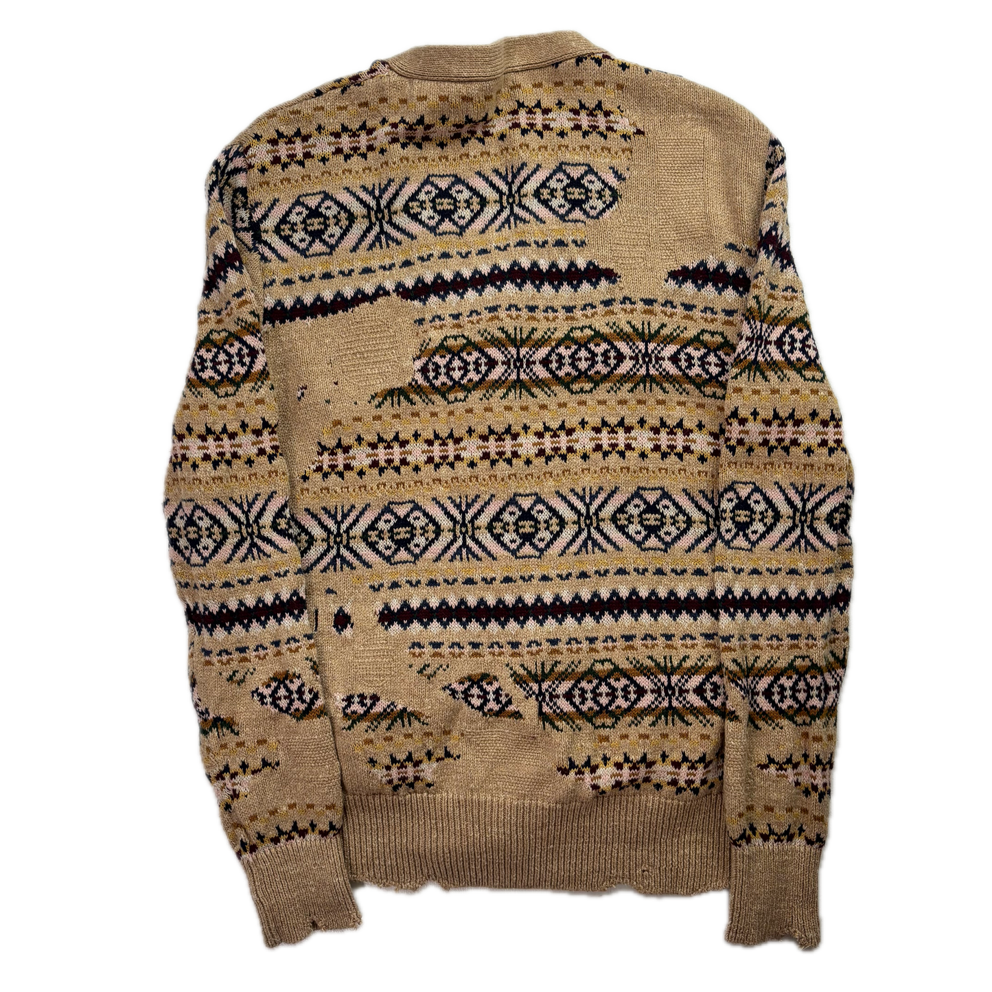 Polo Ralph Lauren Distressed Fairisle Cardigan (Cotton Linen Silk) - S