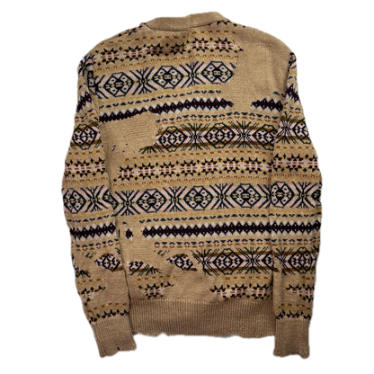 Polo Ralph Lauren Distressed Fairisle Cardigan (Cotton Linen Silk) - S