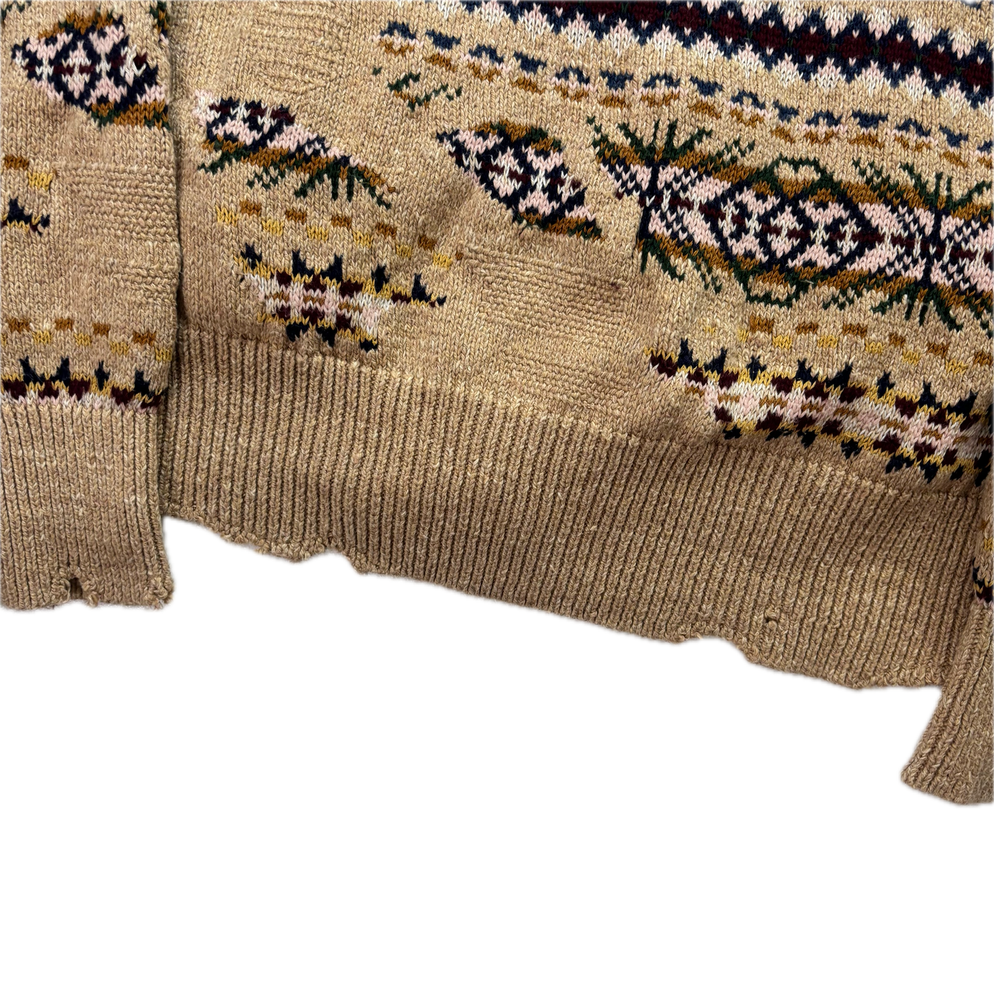 Polo Ralph Lauren Distressed Fairisle Cardigan (Cotton Linen Silk) - S