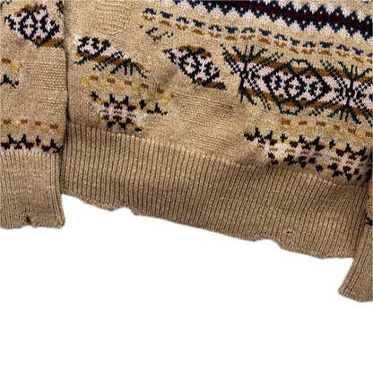 Polo Ralph Lauren Distressed Fairisle Cardigan (Cotton Linen Silk) - S