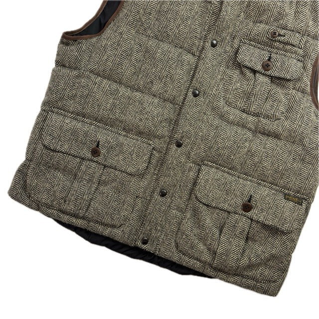 Polo Ralph Lauren Grey Herringbone Body Warmer Gilet Down Vest (Wool) - XL