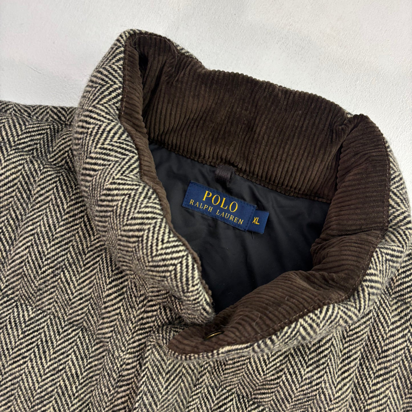 Polo Ralph Lauren Grey Herringbone Body Warmer Gilet Down Vest (Wool) - XL