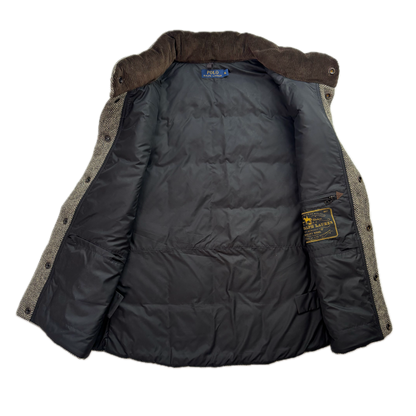 Polo Ralph Lauren Grey Herringbone Body Warmer Gilet Down Vest (Wool) - XL