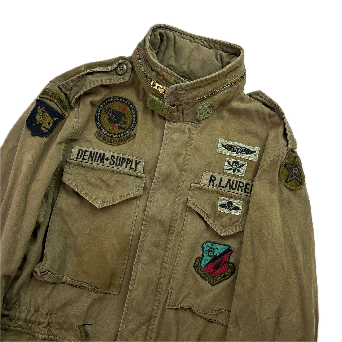 Denim Supply Green Military Parka Army Patch Jacket - S
