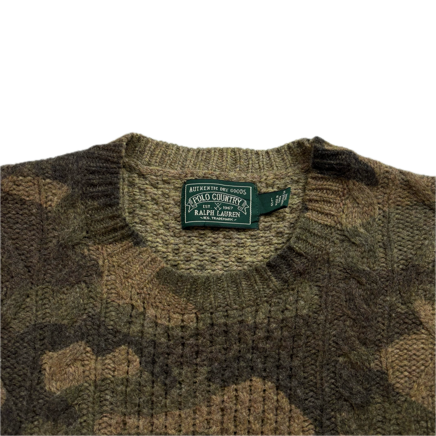 Ralph Lauren Polo Country Camo Cable Knit Jumper (Wool) - L