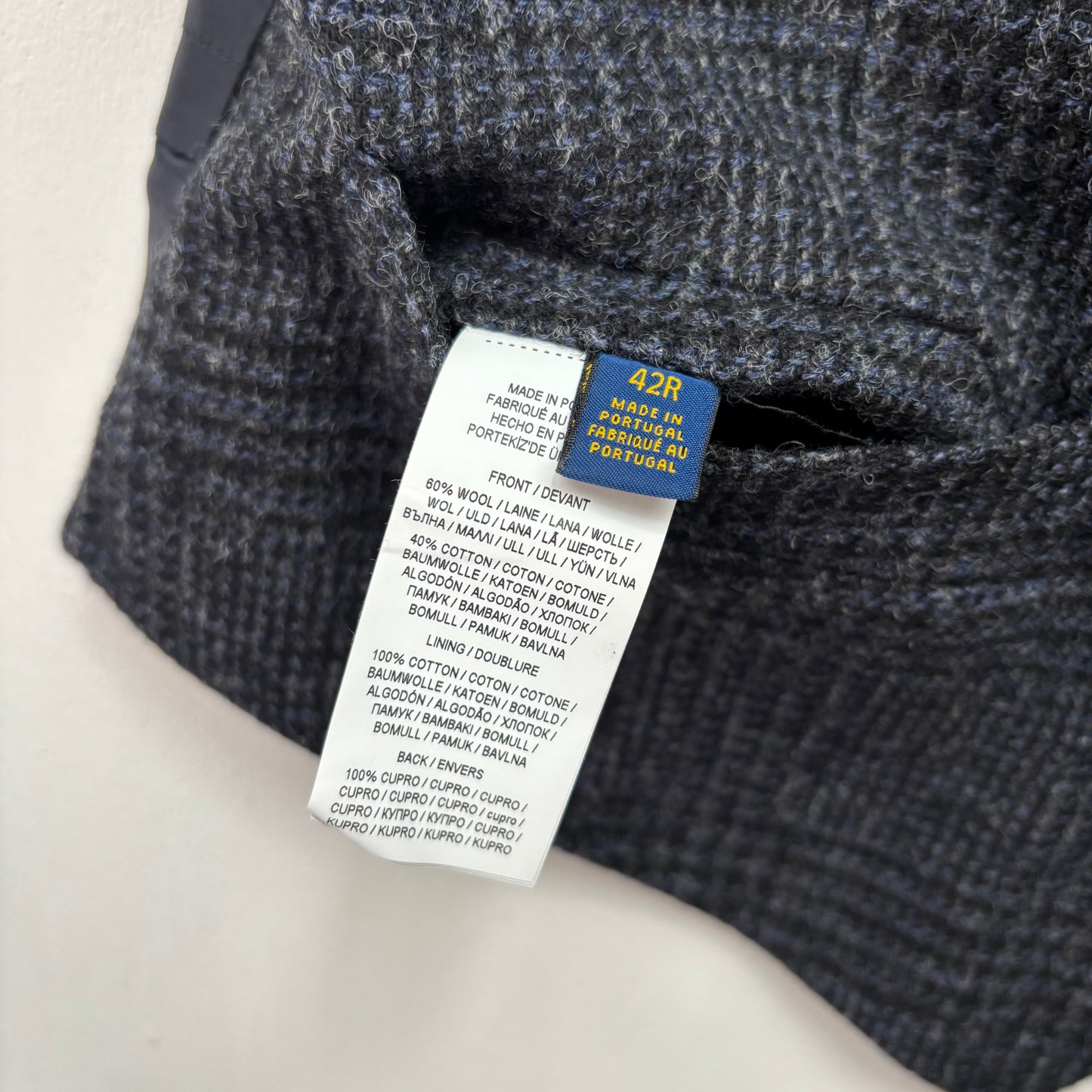 Polo Ralph Lauren Navy Blue Glen Plaid Waistcoat (Wool Cotton) - 42R