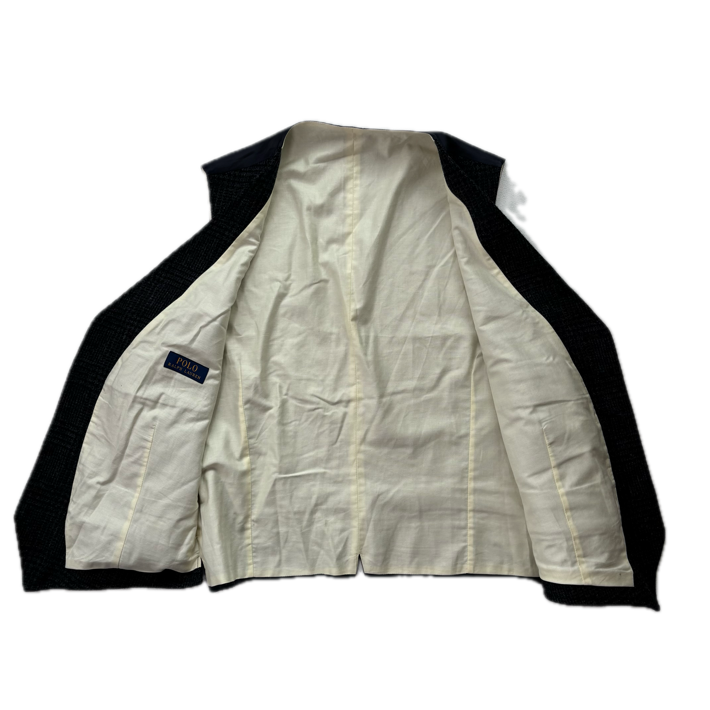 Polo Ralph Lauren Navy Blue Glen Plaid Waistcoat (Wool Cotton) - 42R