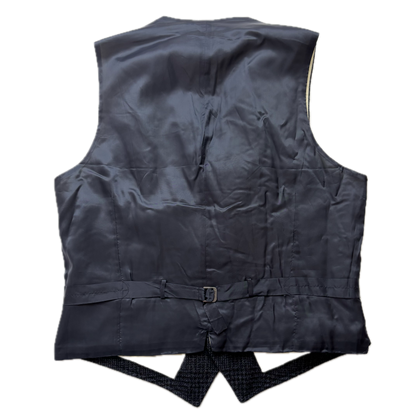 Polo Ralph Lauren Navy Blue Glen Plaid Waistcoat (Wool Cotton) - 42R