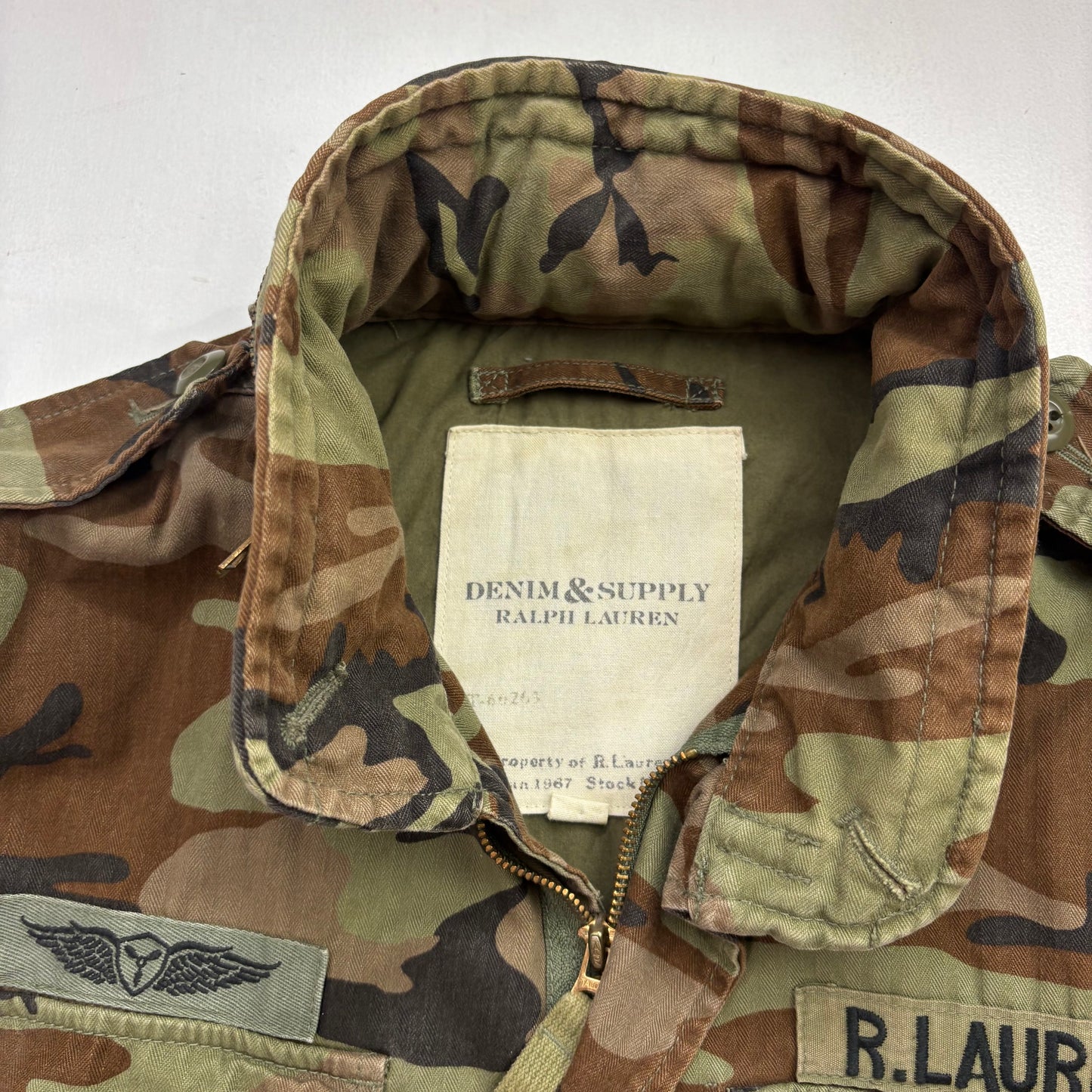 Denim Supply Green Camo Military Parka Army Patch Jacket - S