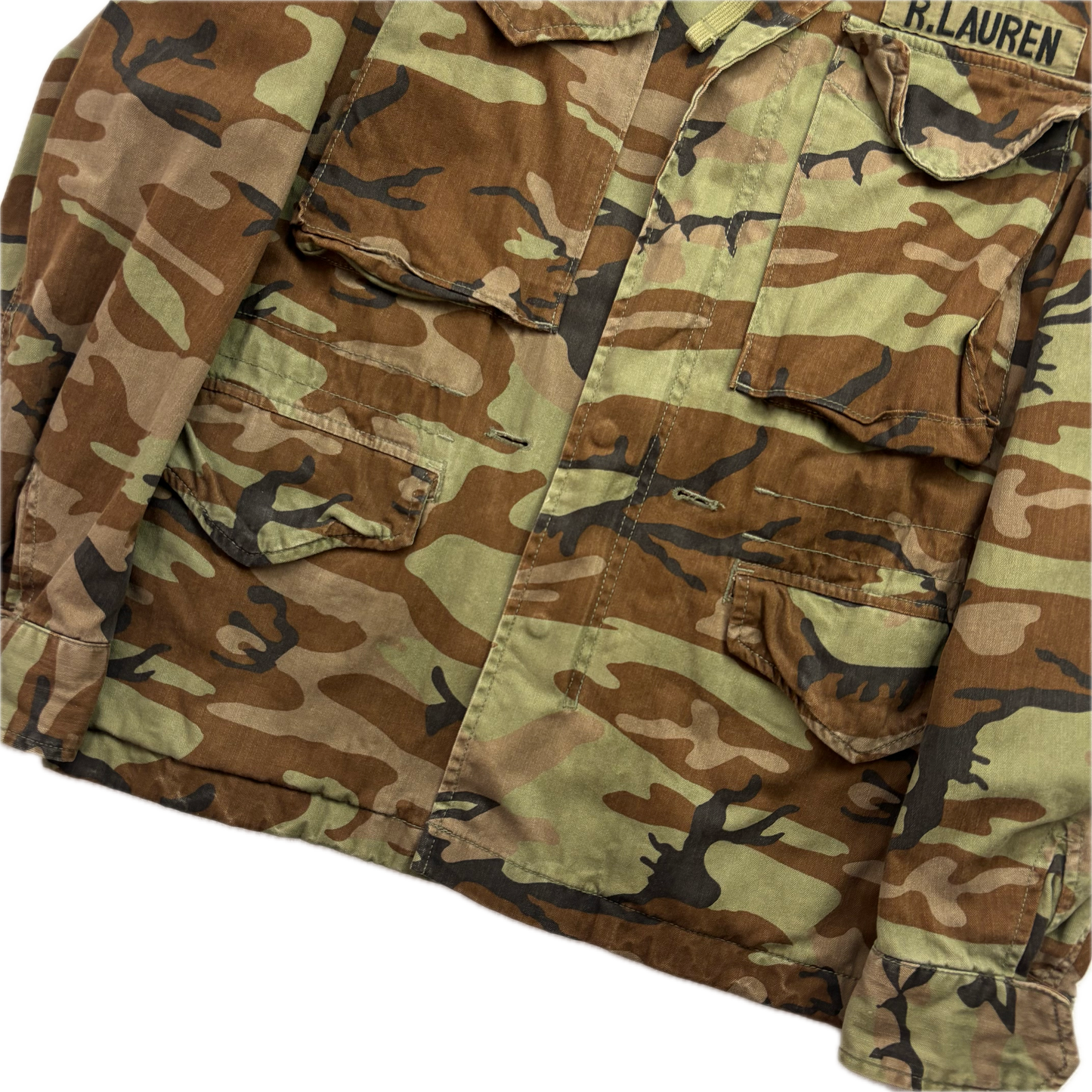 Denim Supply Green Camo Military Parka Army Patch Jacket - S