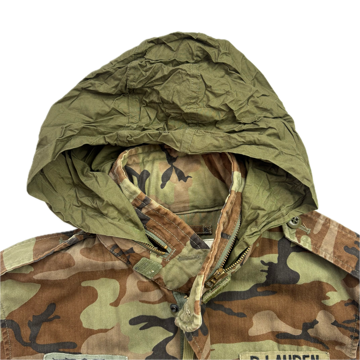 Denim Supply Green Camo Military Parka Army Patch Jacket - S