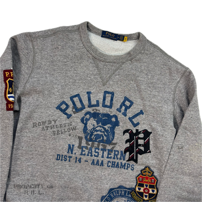 Polo Ralph Lauren Grey Bulldog Collegiate Patches PRLFC Sweatshirt - M