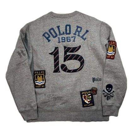 Polo Ralph Lauren Grey Bulldog Collegiate Patches PRLFC Sweatshirt - M