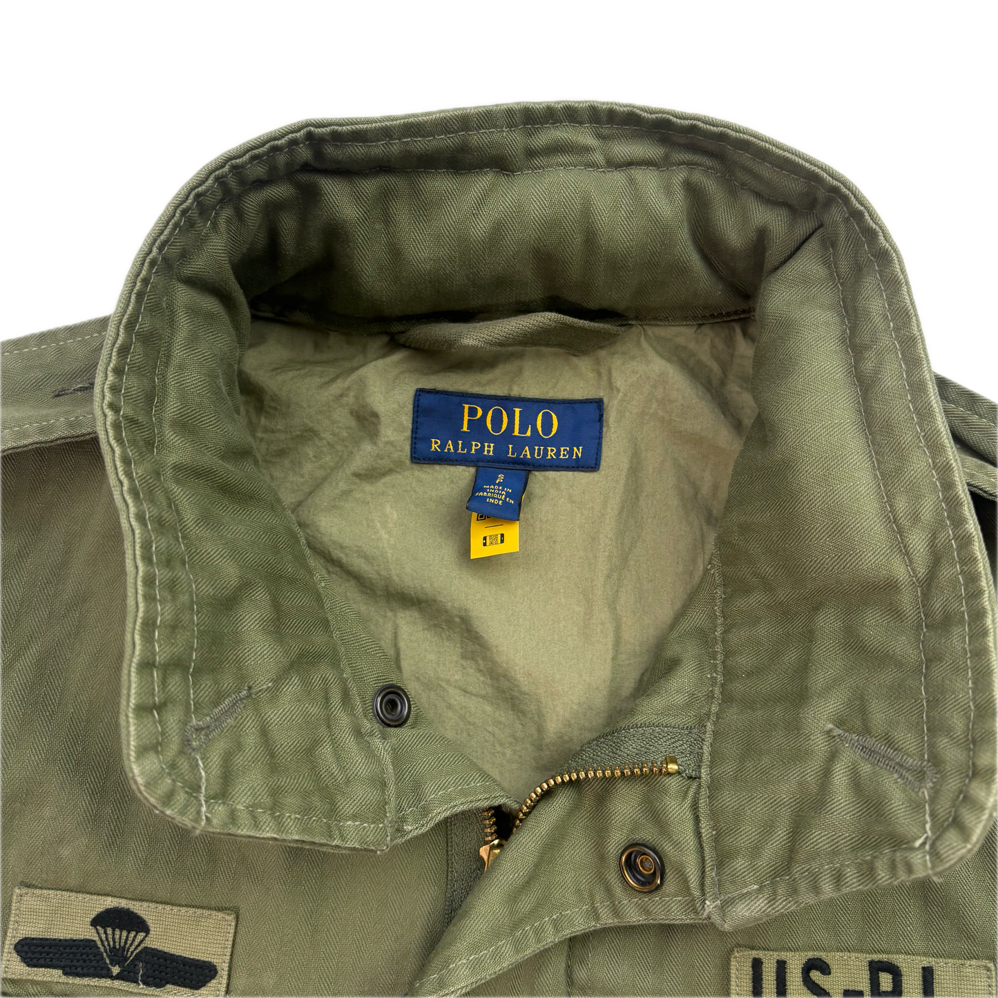 Polo Ralph Lauren Green Army Military Field Jacket Patches - S