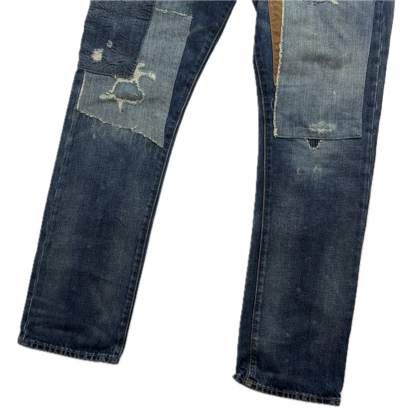 Polo Ralph Lauren Varick Slim Straight Jeans Patchwork Distressed - 33x32