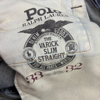 Polo Ralph Lauren Varick Slim Straight Jeans Patchwork Distressed - 33x32