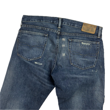 Polo Ralph Lauren Varick Slim Straight Jeans Patchwork Distressed - 33x32