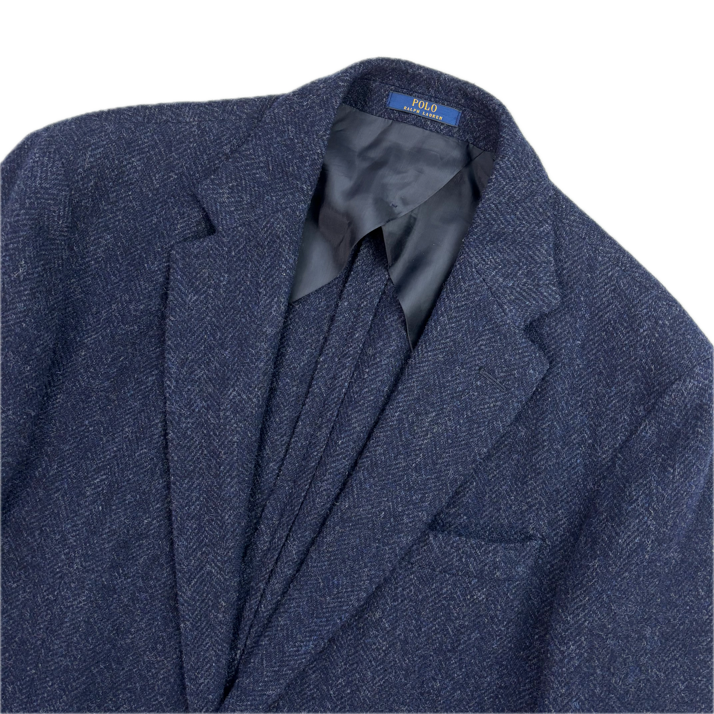 Polo Ralph Lauren Navy Blue Herringbone Blazer Sports Coat (Wool) - 44R
