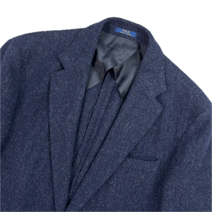 Polo Ralph Lauren Navy Blue Herringbone Blazer Sports Coat (Wool) - 44R