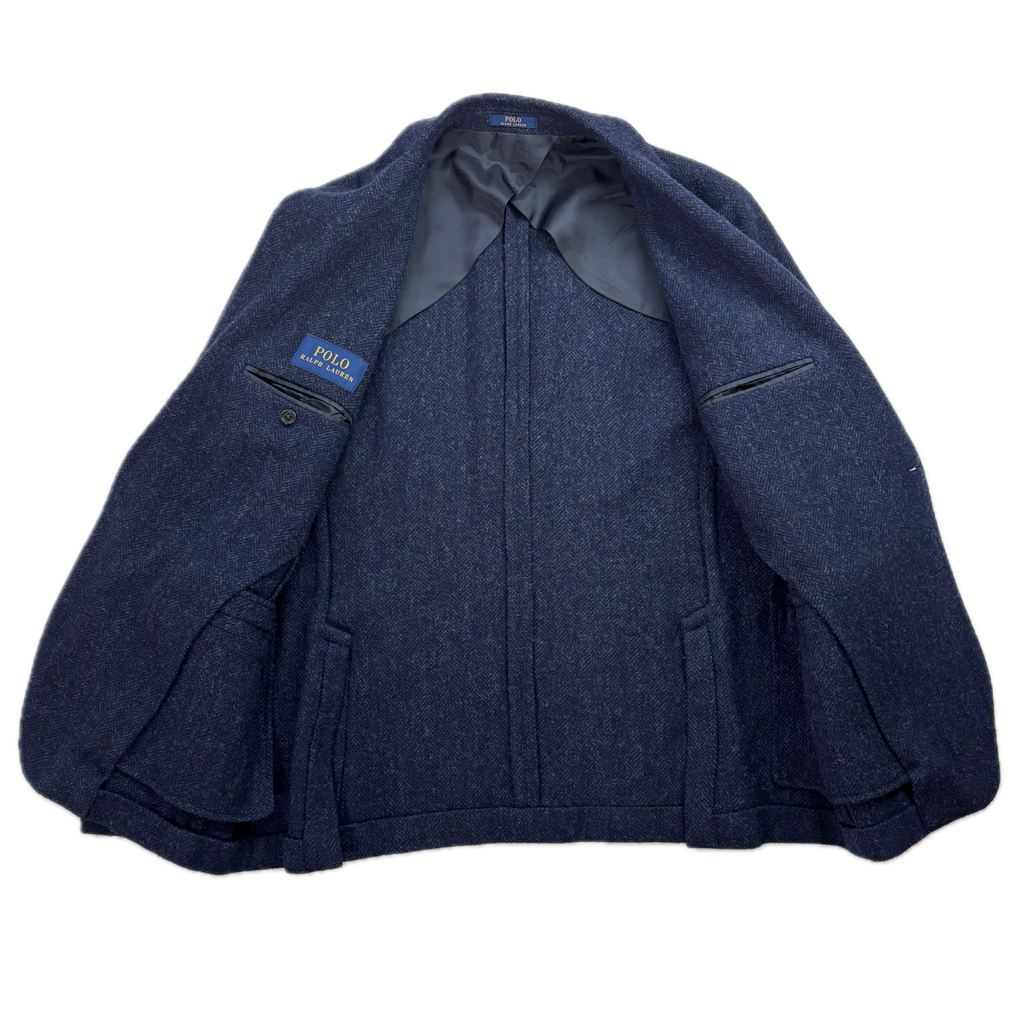 Polo Ralph Lauren Navy Blue Herringbone Blazer Sports Coat (Wool) - 44R