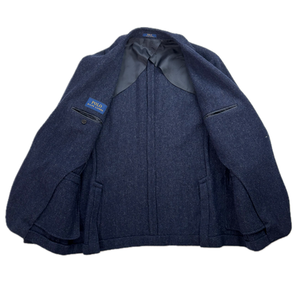 Polo Ralph Lauren Navy Blue Herringbone Blazer Sports Coat (Wool) - 44R