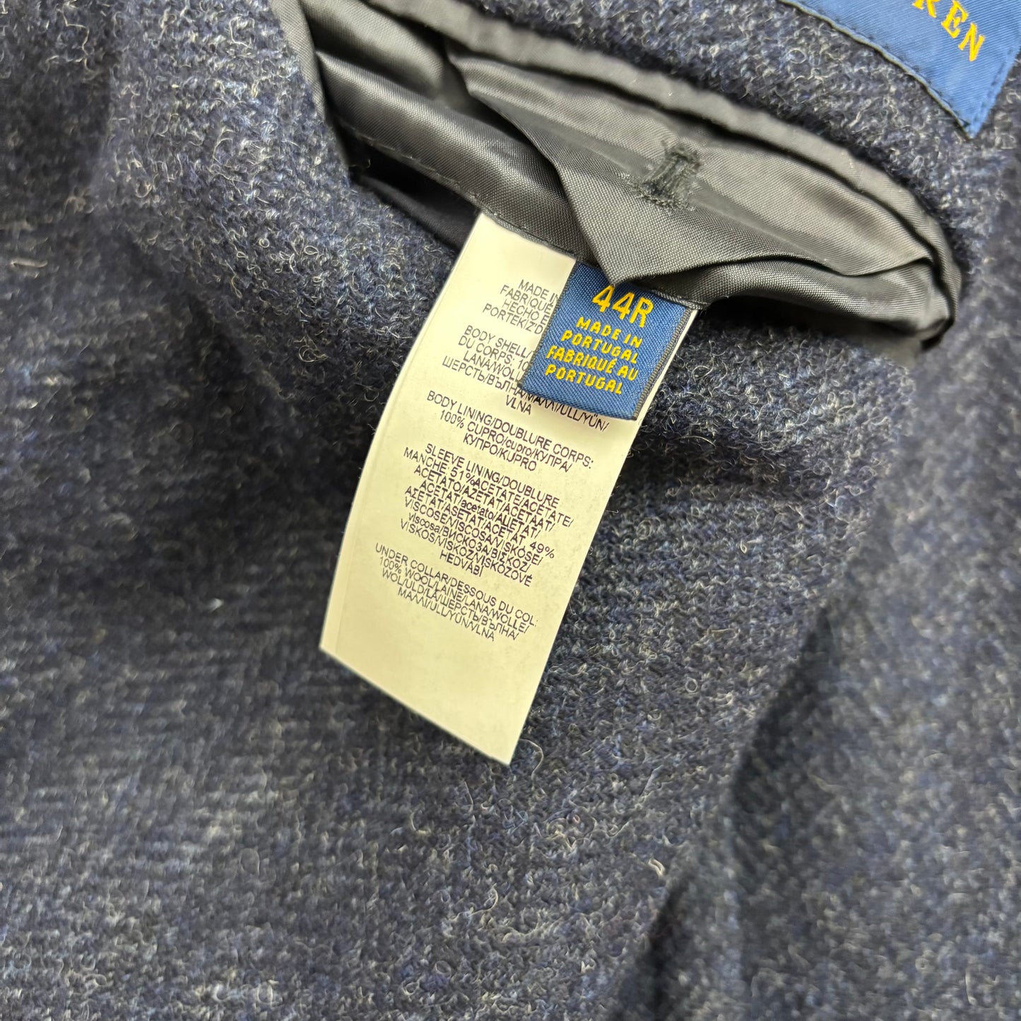 Polo Ralph Lauren Navy Blue Herringbone Blazer Sports Coat (Wool) - 44R