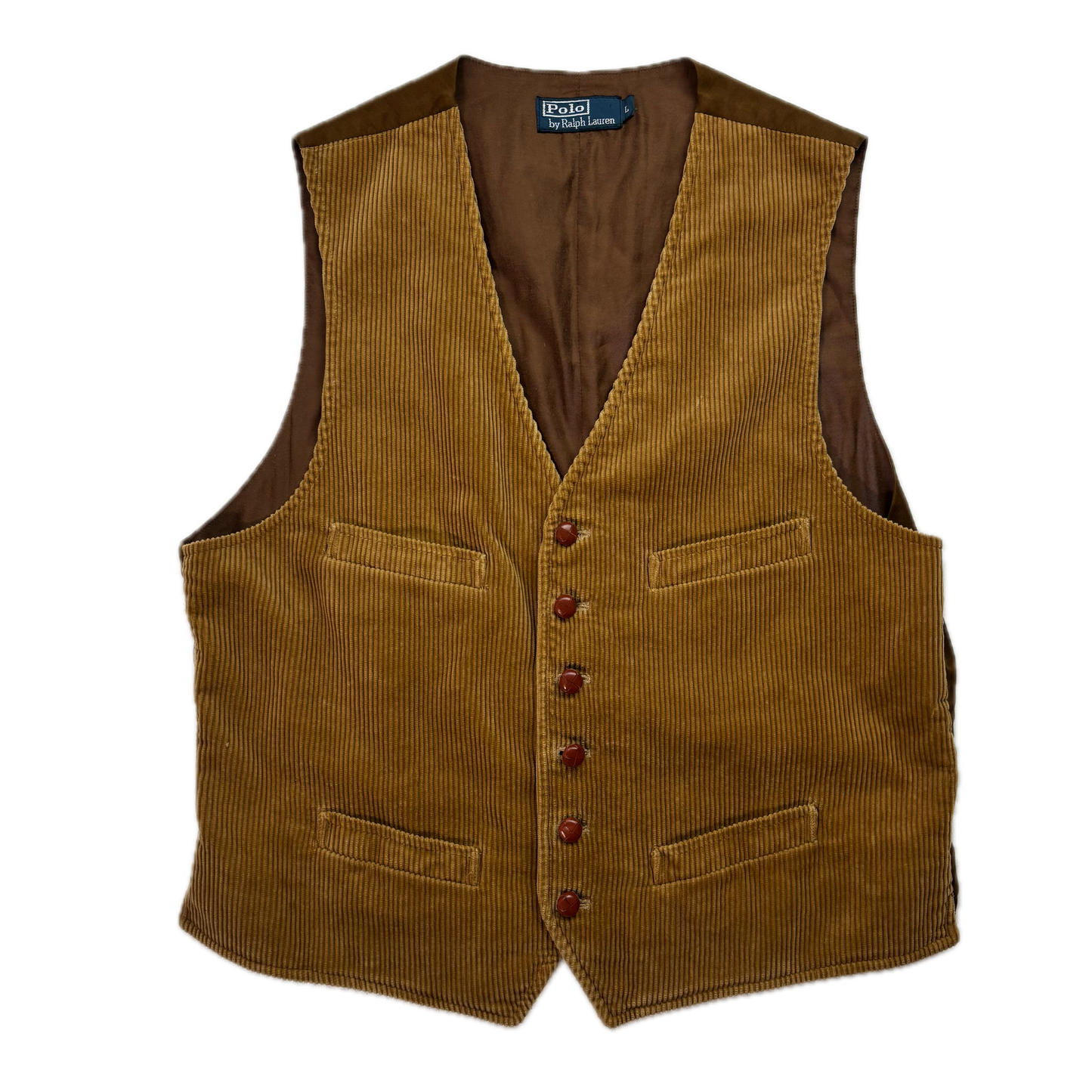 Polo Ralph Lauren Brown Tan Corduroy Waistcoat - L