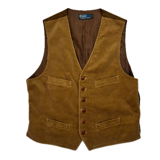 Polo Ralph Lauren Brown Tan Corduroy Waistcoat - L