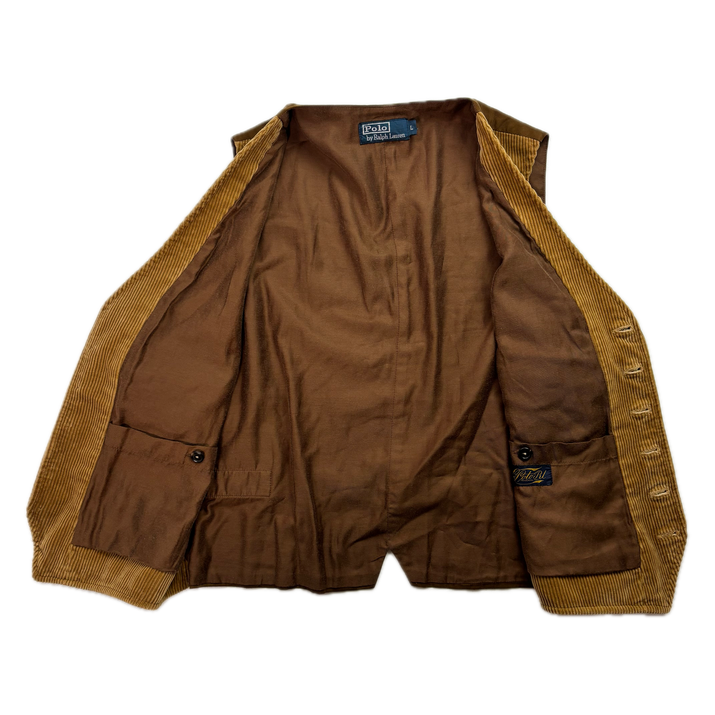 Polo Ralph Lauren Brown Tan Corduroy Waistcoat - L