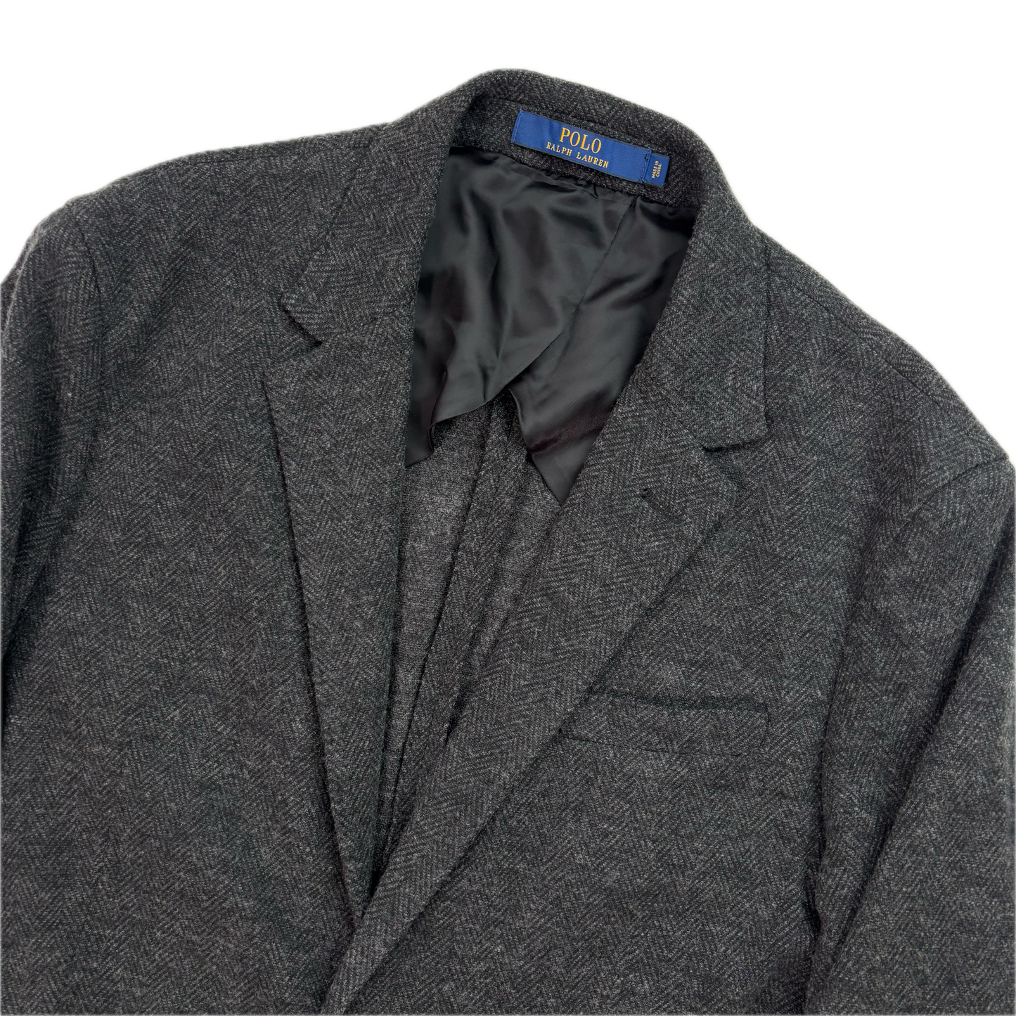 Polo Ralph Lauren Dark Grey Herringbone Blazer (Cotton Wool) - L