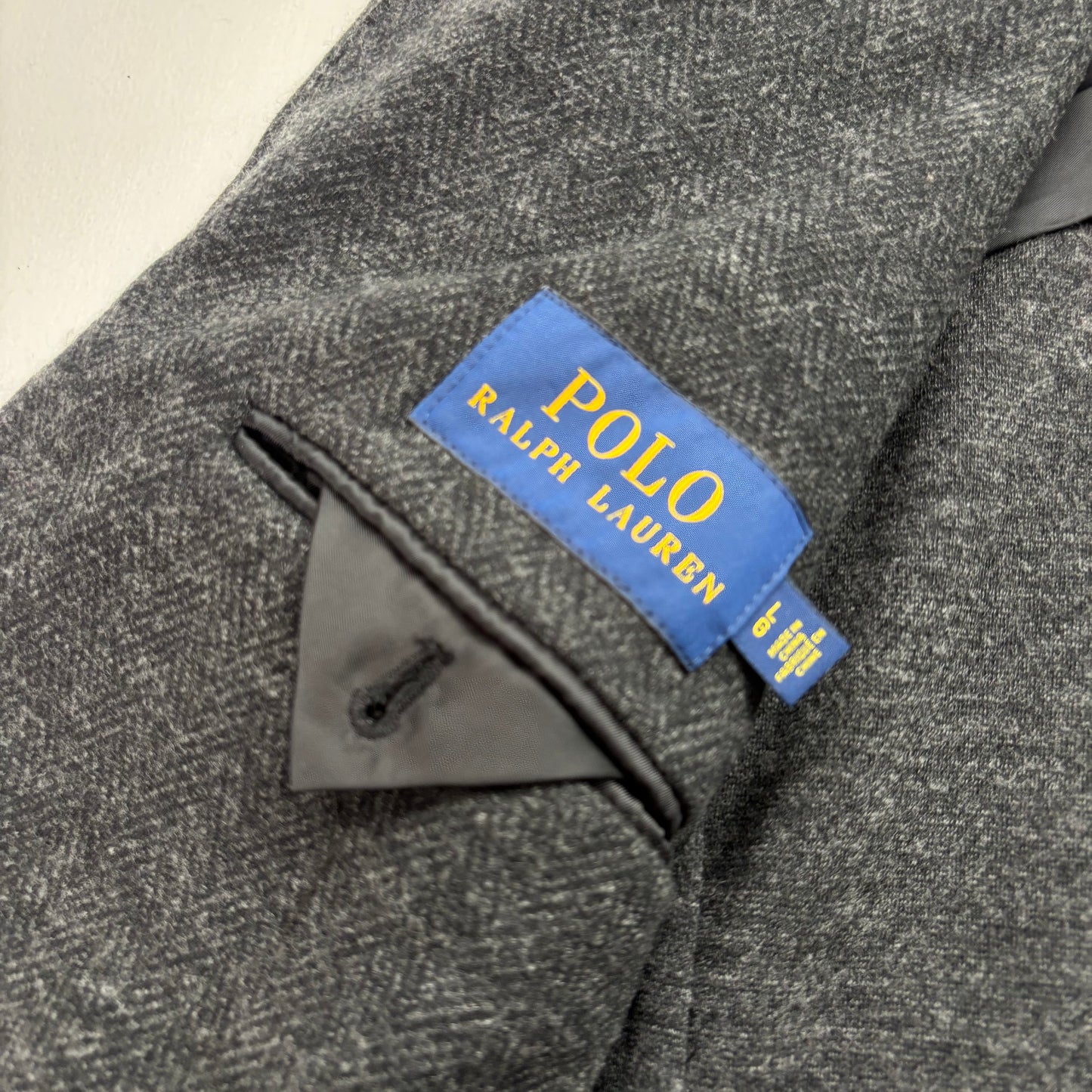 Polo Ralph Lauren Dark Grey Herringbone Blazer (Cotton Wool) - L