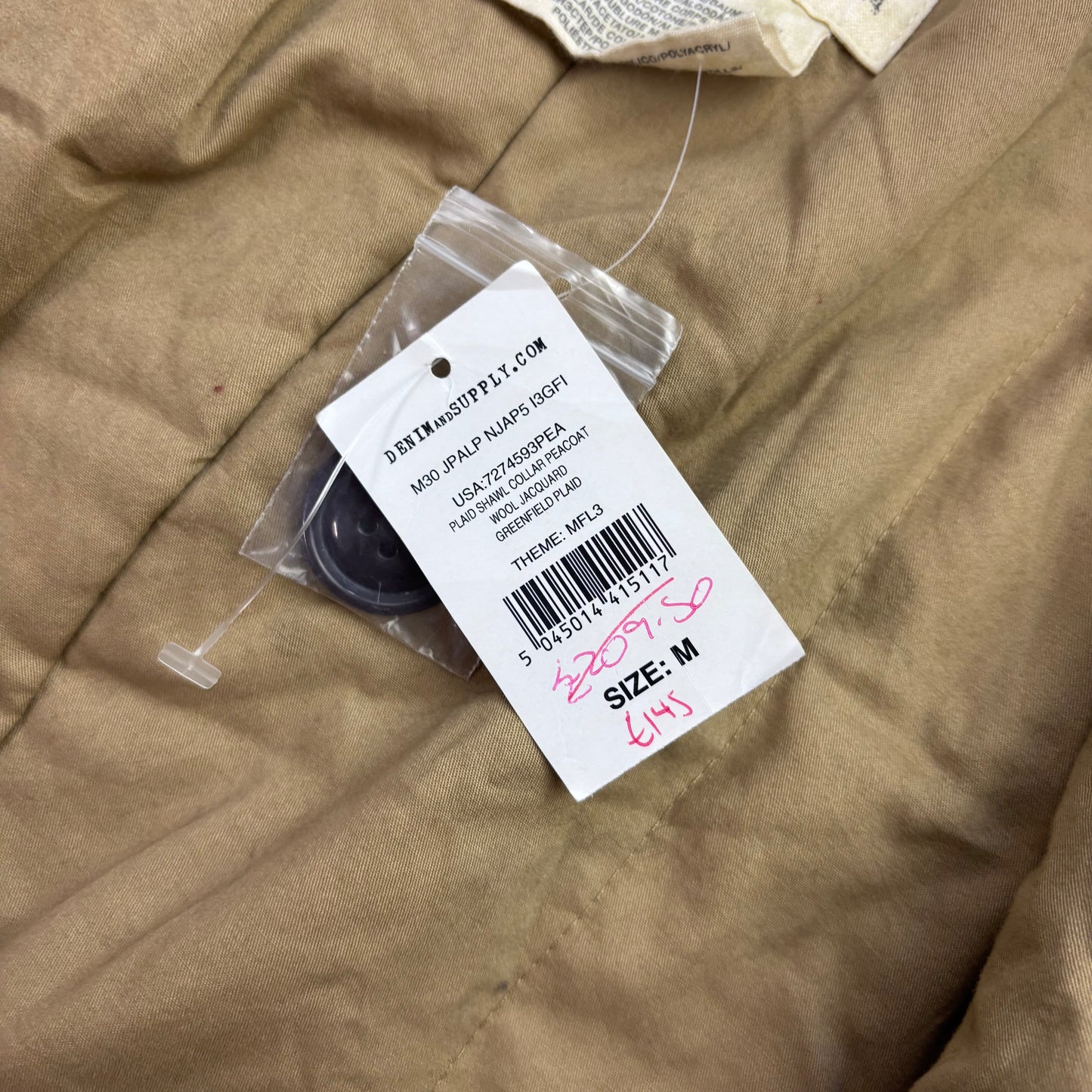 Denim Supply Green Jacquard Pattern Sherpa Collar Jacket - M